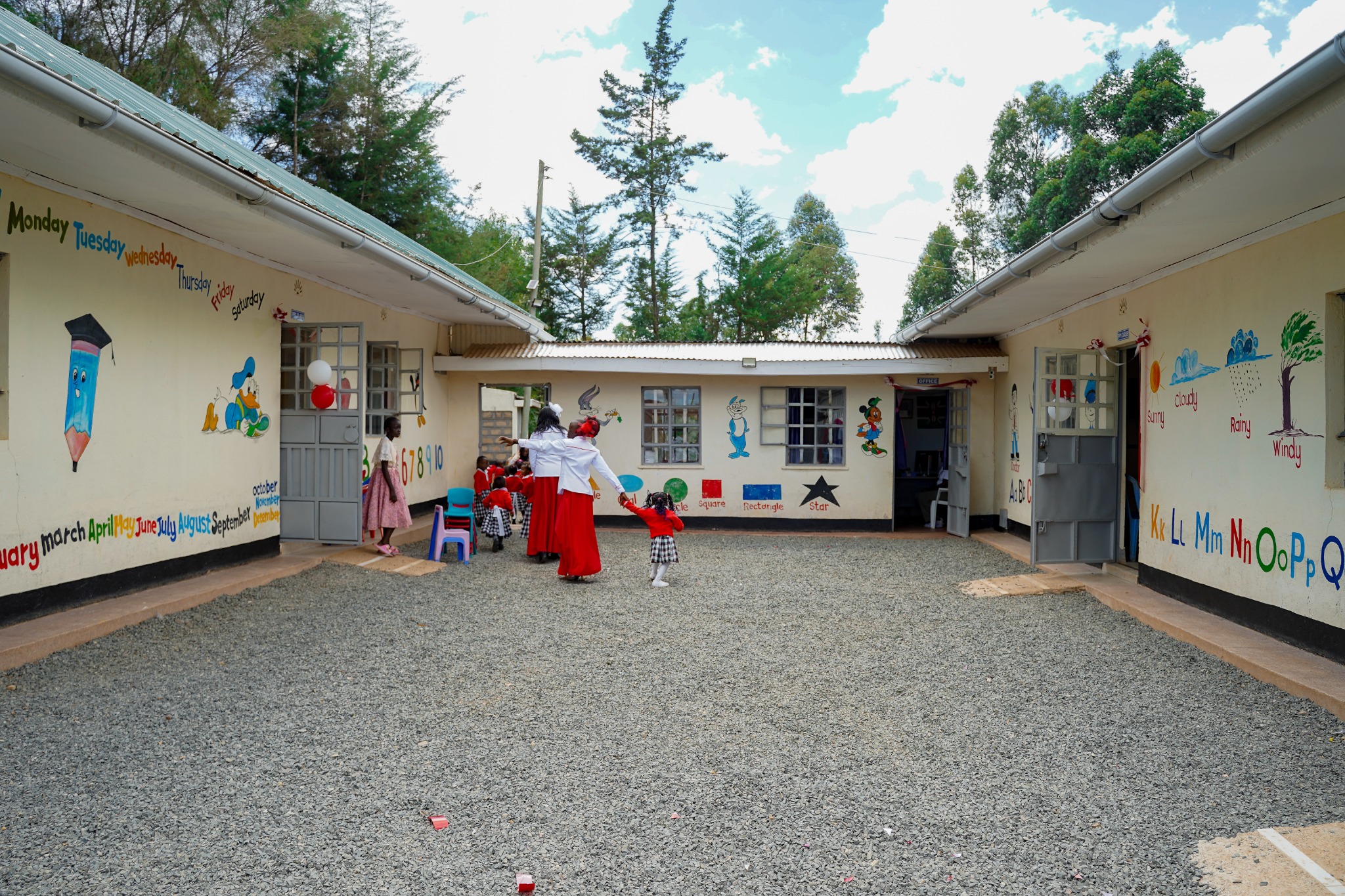 Children playing in the school courtyard