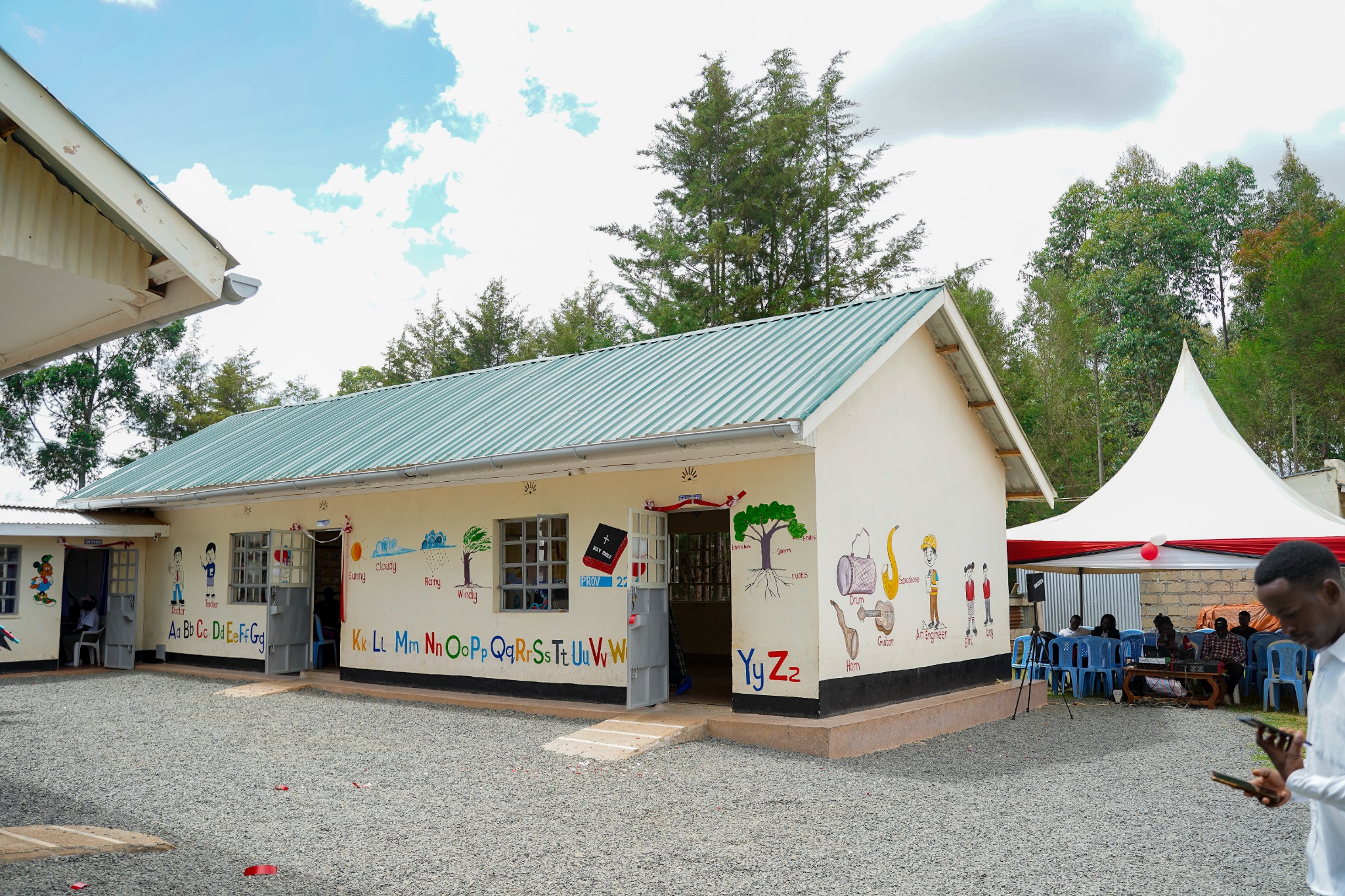 Classroom exterior during a school celebration