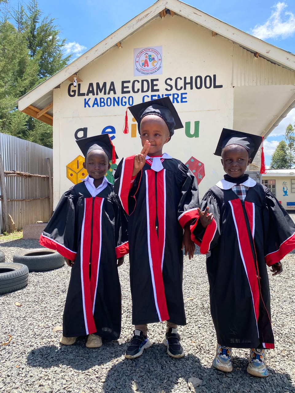 Glama ECDE graduates in gowns at Kabongo Centre